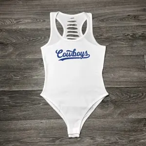White/ Navy Cowboys script Bodysuit, GO Cowboys