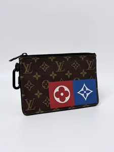 Pre-owned Louis Vuitton Monogram Coated Canvas Pouch / Clutch Monogram Canvas Pouch with Graphic Patch Detail JX219LV