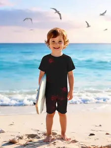 Spider Unisex Kids Swimsuit, All-Over Print Zipper Jumpsuit, Casual Slim-Fit Pool Beach Vacation Fashion