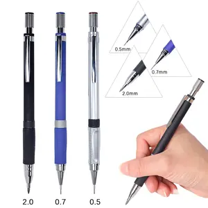 6pcs/set 0.5 0.7 2.0mm Classic Plastic Activity Pencil Blue Silver Black Pen Holder Perfect for Writing and Drawing Needs Mechanical Pencils Set (3 pencils come with 3 boxes of pencil leads)
