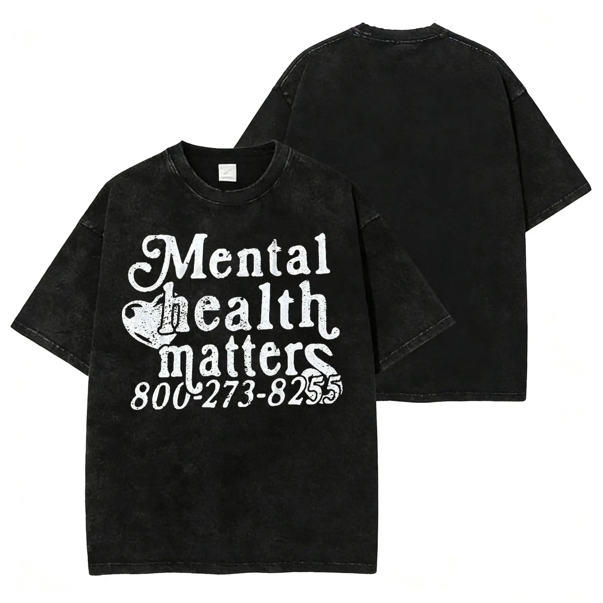 Men's Streetwear Tshirt - Vintage Mental Health Matters Top with Soft Feel and Vibrant Print for Shopping and Daily Wear