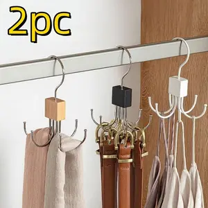Rotating Belt Hanger, 2 Counts Multi-functional Closet Organizer for Belts, Bras, Scarves, Ties, Space-saving Design for Stylish Wardrobe Storage Multifunctional Hanger