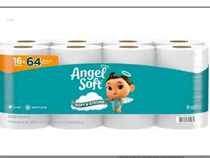 Angel Soft Toilet Paper, 16 Mega Rolls = 64 Regular Rolls, Soft and Strong Toilet Tissue