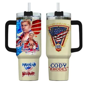 American Nightmare Cody Rhodes Tumbler 40oz, Wrestling Fan Stainless Steel Cup, Insulated Travel Mug, WWE Merch Gift, Double-Wall Cold & Hot Cup