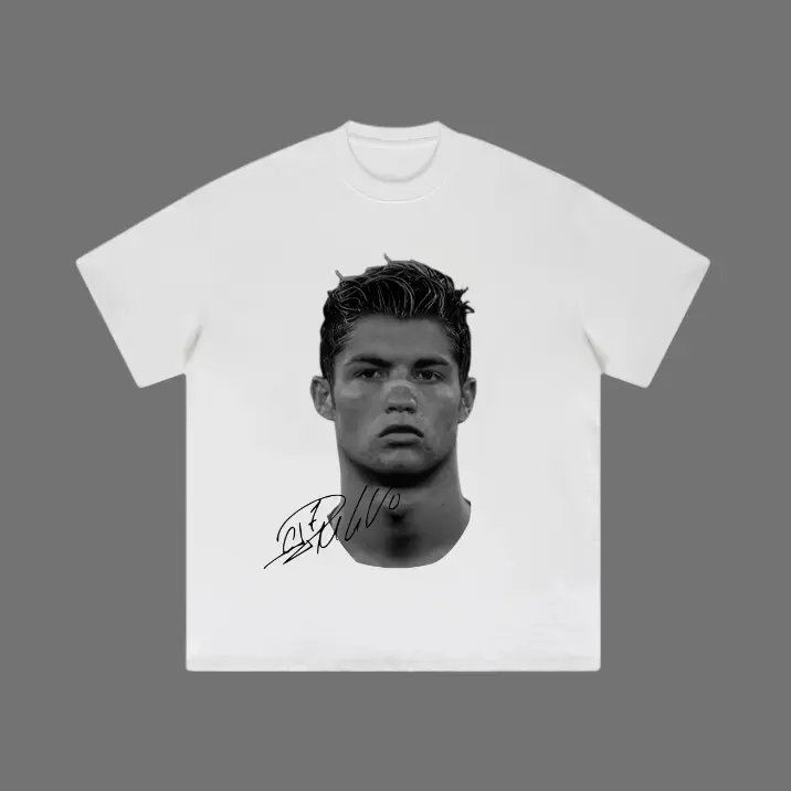 Women's Big Head Ronaldo Graphic T-Shirt - Vintage Unisex Football Fashion Twist Tee for Thanksgiving, Easter, Valentines Day - Streetwear Top