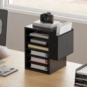 Office Desk File Organizer Rack, Teacher Classroom Mail Sorter, 6-Layer Adjustable Desktop Tray, Name Slot, Paper Storage Slots