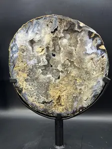 Large Brazilian Agate Geode Slab with Druzy Quartz 4.6 LBS!