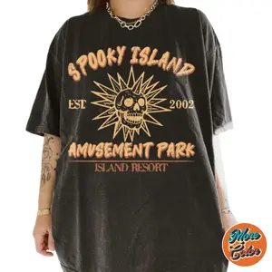 Spooky Island Shirt, Halloween Shirt, Funny Halloween Skeleton Shirt, Fall Halloween Gifts Shirts, Cotton Unisex T-Shirt, Crew Neck, Size S- 3XL, Menswear Top, Womenswear Top Underwear Streetwear