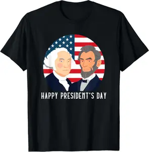 Happy President's Day Washington Lincoln Costume Outfit T-Shirt Pure Cotton Graphic Tees Menswear Top: Gifts for Men & Women