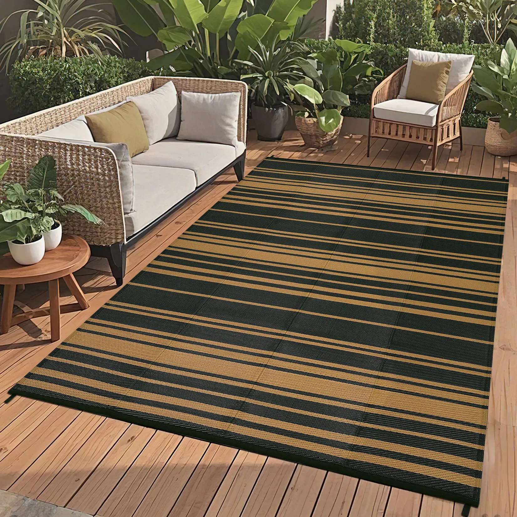 Outdoor Rug Waterproof, Reversible Plastic Straw Patio Rug for RV Camping Mat, Deck, Backyard Balcony Mat - Lightweight & Easy to Clean Outside Carpet