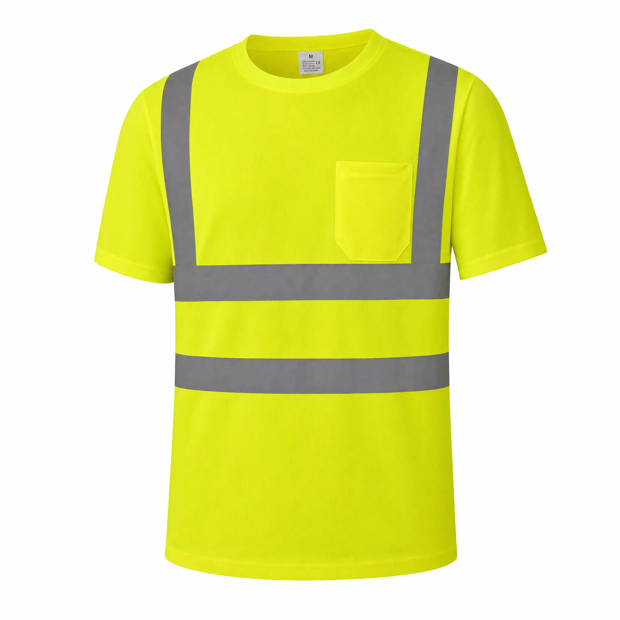 Men's Neon Fluorescent Reflective Polo Shirt, Summer Breathable Mesh Short Sleeve Top, High Visibility Night Safety Printed Casual Sport Tee, All-Season Durable Daily Wear