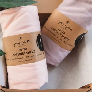 Bassinet Fitted Sheets 19" x 32" for Cowiewie Bedside Sleeper Bassinet Mattress Pad – Pale Pink + Lilac (2 Pack)