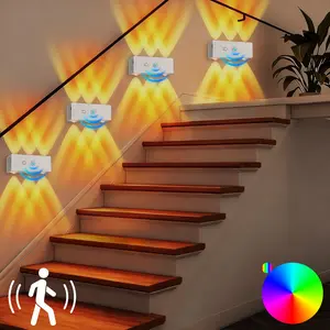 USB Rechargeable LED Motion Sensor Wall Light, Modern 6 Head Cat Eye Spotlight, Adjustable Ambiance, RGB Gradient Lighting, Living Room Bedroom Stairs Hallway Entrance, Motion Sensor Lamp, Modern Mood Lighting, Led Ambient Lighting