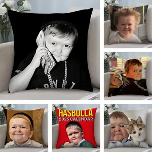Funny H-Hasbulla Magomedov Cushion Cover Soft Short Plush Fabric Double-Sided Print | Organic, Breathable,Sofa Pillow Case,Invisible zipper Mite Removal Durable Materia | Warm Winter Home Child Gift
