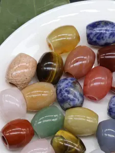 5/10pcs Natural Crystal Agate Beads, Large Hole Smooth Loose Spacer Beads for DIY Bracelets Necklaces, Jewelry Making Supplies