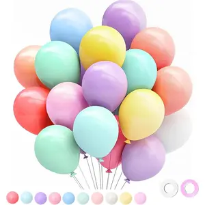 100 count Rainbow Balloons, 12 Inches Pastel Balloons Assorted Color Colorful Multicolor Macaron Latex Party Balloons for  Birthday, Summer Party, Haweii Party