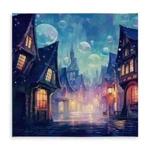 Conscious Sales C1TC5858OQIXRF 58 x 58 in. Bubble Ville Purple Indoor & Outdoor Tablecloth for Home Decor