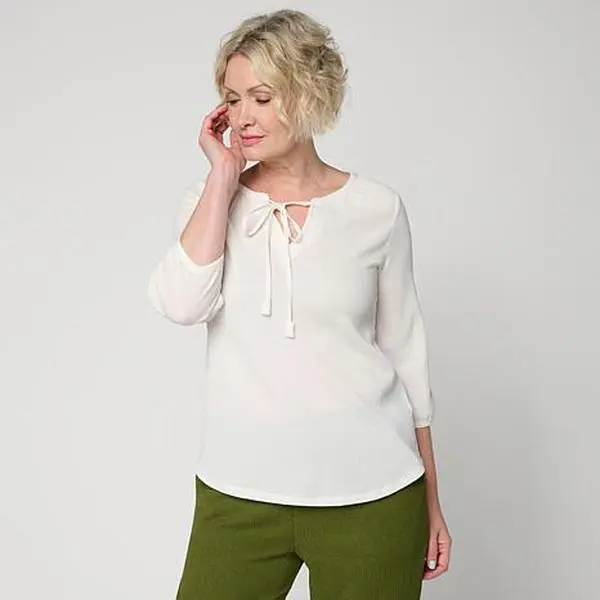 Comfort Code Crinkle Crepe Split V Top