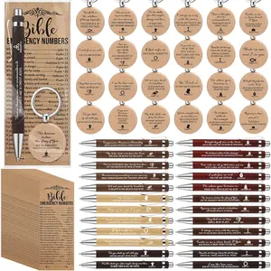 Feifeiya 25 Sets Father's Day Christian Gifts Bulk for Men Bible Verse Pens Keychains Emergency Number Bookmarks Religious Gift Party Favors for Father Pastor Church Baptism Sunday School(Mixed Color)
