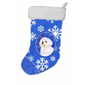 Carolines Treasures  11 W x 8 H in. Maltese Winter Snowflakes Christmas Stocking