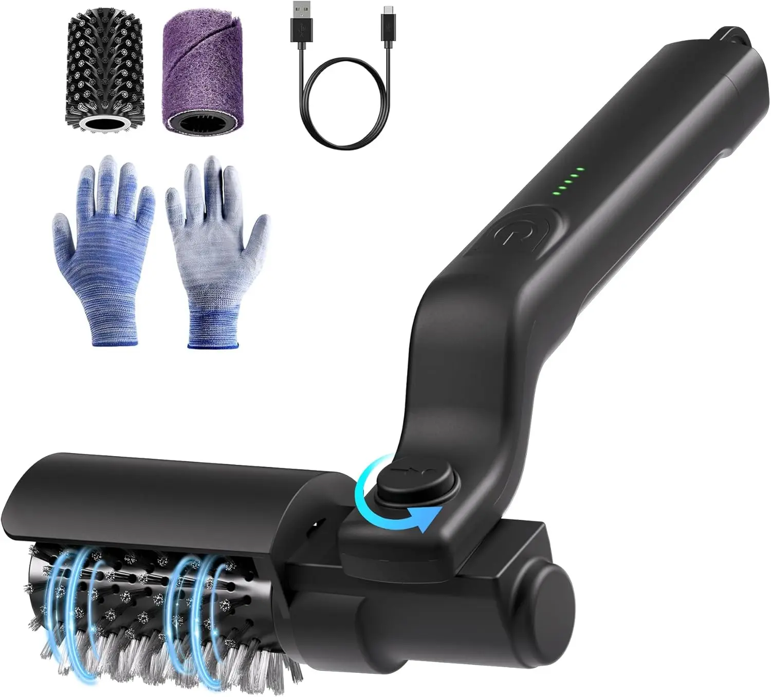 Electric Grill Brush 2-in-1 – Cordless Rechargeable BBQ Cleaner with 3-Speed Motor, Adjustable Angle & 2 Interchangeable Heads for Grates, Griddles & Flat Tops