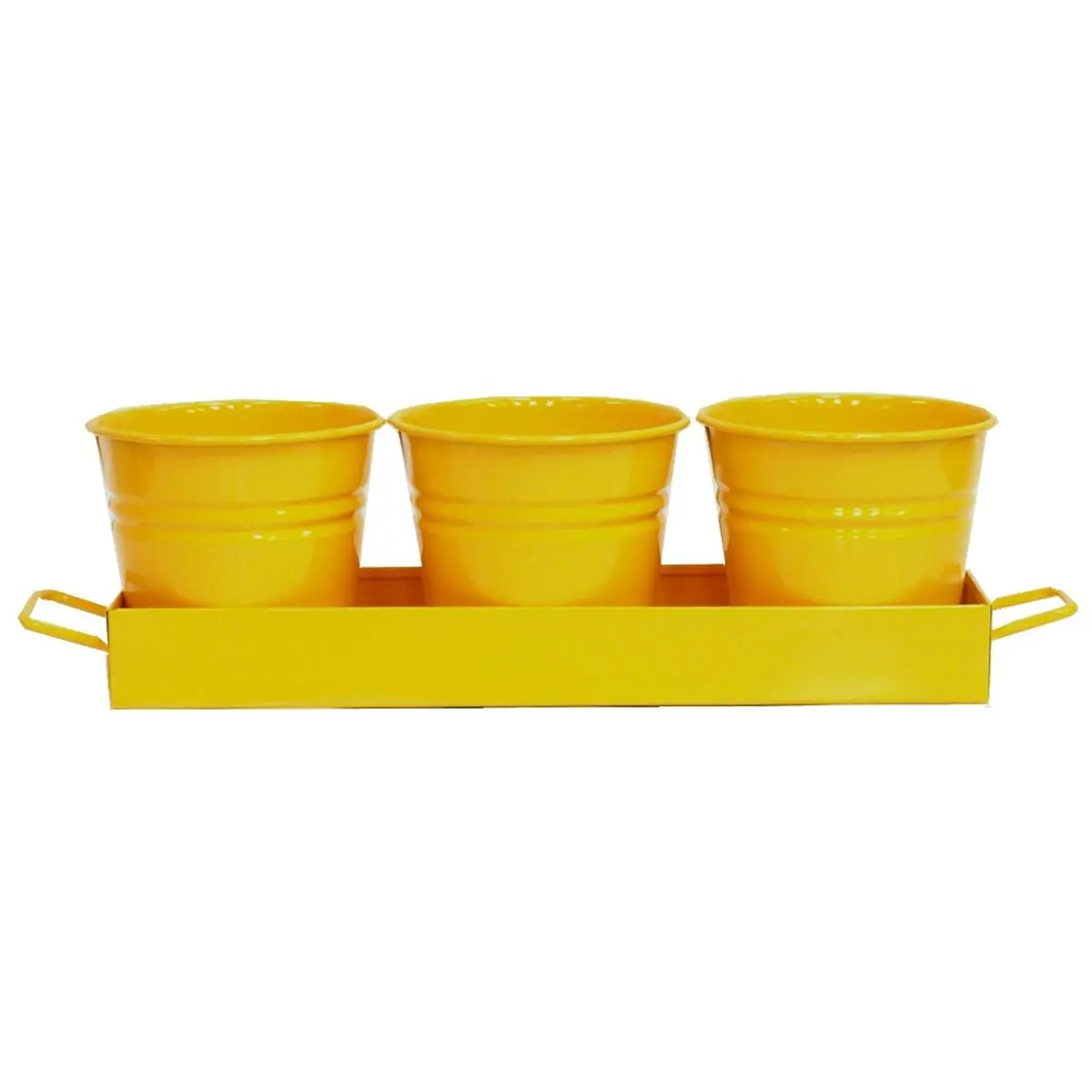Houston International Trading 7400-4E SAFF Triple Planter with Tray, Saffron