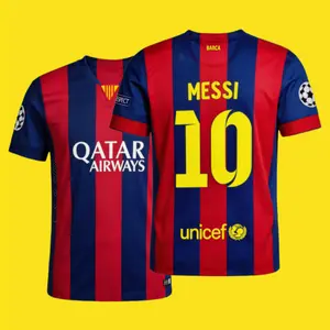 14 15/Home/Short Sleeve/10# Messi/Retro/Soccer Jersey/Fans Version/Red Blue