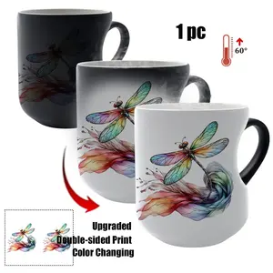 Colorful Thermosensitive Ceramic Mug, Magic Color-Changing Design, 11oz Capacity, Perfect for Coffee Lovers & Unique Gifts