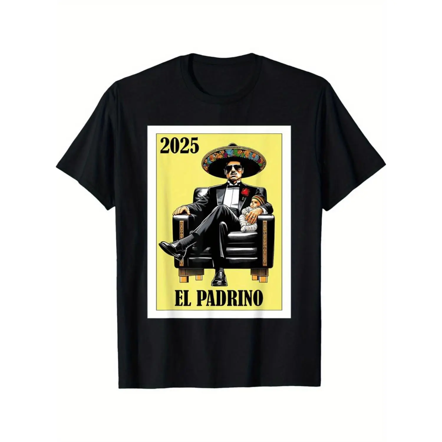Cotton Funny Mexican Baptism Padrino Proposal 2025 - El Padrino T-Shirt 220g pure cotton -sided printed round neck short sleeved T-shirt