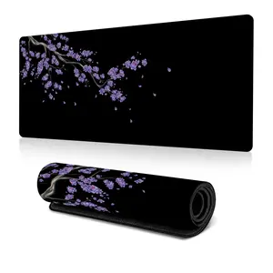 Cherry blossoms Pattern Mouse Pad, 1 Count Extended Large Mouse Mat, Desk Pad, Stitched Edges Keyboard Pad, Non-slip Rubber Base Gaming Mouse Pad, Office Accessories