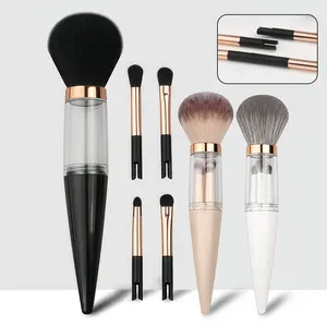 5-In-1 Makeup Brush Set, Portable Storage Design, Large Powder Brush, 4 Piece Eyeshadow Brushes, Soft Fiber, Ideal for Daily Use or Travel