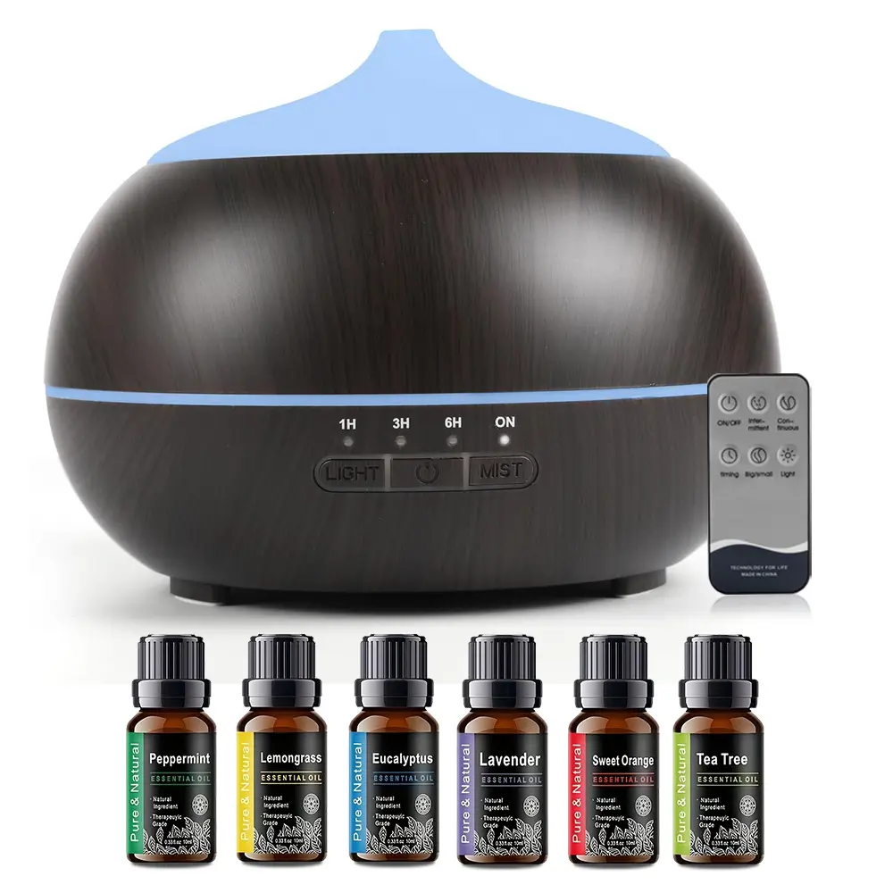 550ML Essential Oil Diffuser BPA Free Ultrasonic Aromatherapy Diffuser, with 7-Color Lights Waterless Auto Shut Off for Home、Room、pet Room - Black je