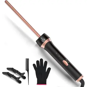 3/8 Inch Small Barrel Hair Curler, Ceramic Mini Curling Iron with Adjustable Temperature & Heat Resistant Glove Fast Heating 9mm Tiny Barrel for Tight Curls, Spiral Waves on Short or Long Hair for Gifts for Women
