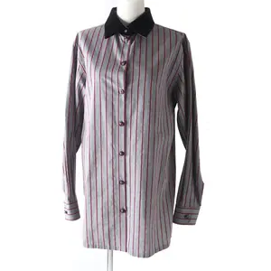 Pre-owned CHANEL Cotton Small Leather Goods Long Sleeve Shirt P73409 Gray/Pink/Black