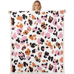 Cute Leopard Sherpa Blanket Boys Girls  30"x40" Cheetah Fleece Throw Blanket for Kids Women Men Animal Print Plush Blanket Safari Fuzzy Blanket Zebra Flannal Blanket