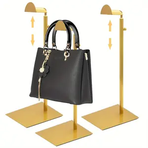 Handbag Display Stand - 3 Pack Stainless Steel Purse Display Stand Hanging Hook Stands Adjustable Height Table Ornament Display Stand for Home Store Boutique Counter Double-Layer Metal Leather Organiser
