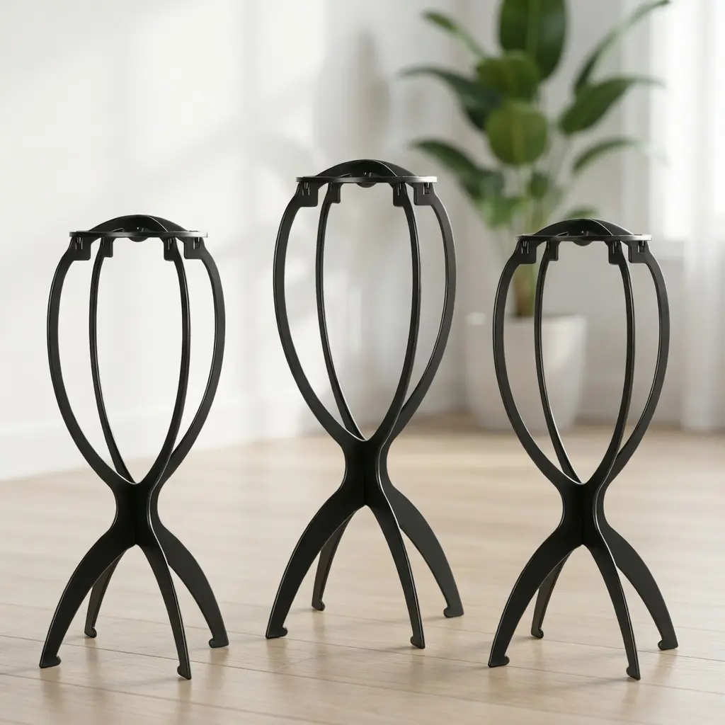 Wig Stand, Wig Head Stand, Wig Holder for Multiple Wigs, Black, 3 Pack Wig Stand, Wig Head Stand, Wig Holder for Multiple Wigs, Black, 3 Pack
