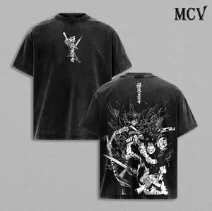 Maki Zenin, Toji Fushiguro, Megumi Fushiguro Washed Vintage Tee – Jujutsu Kaisen Anime Zenin Clan Ten Shadows Double Printed Graphic T-Shirt, Unisex Oversize Heavy Cotton Streetwear, jjk Tee