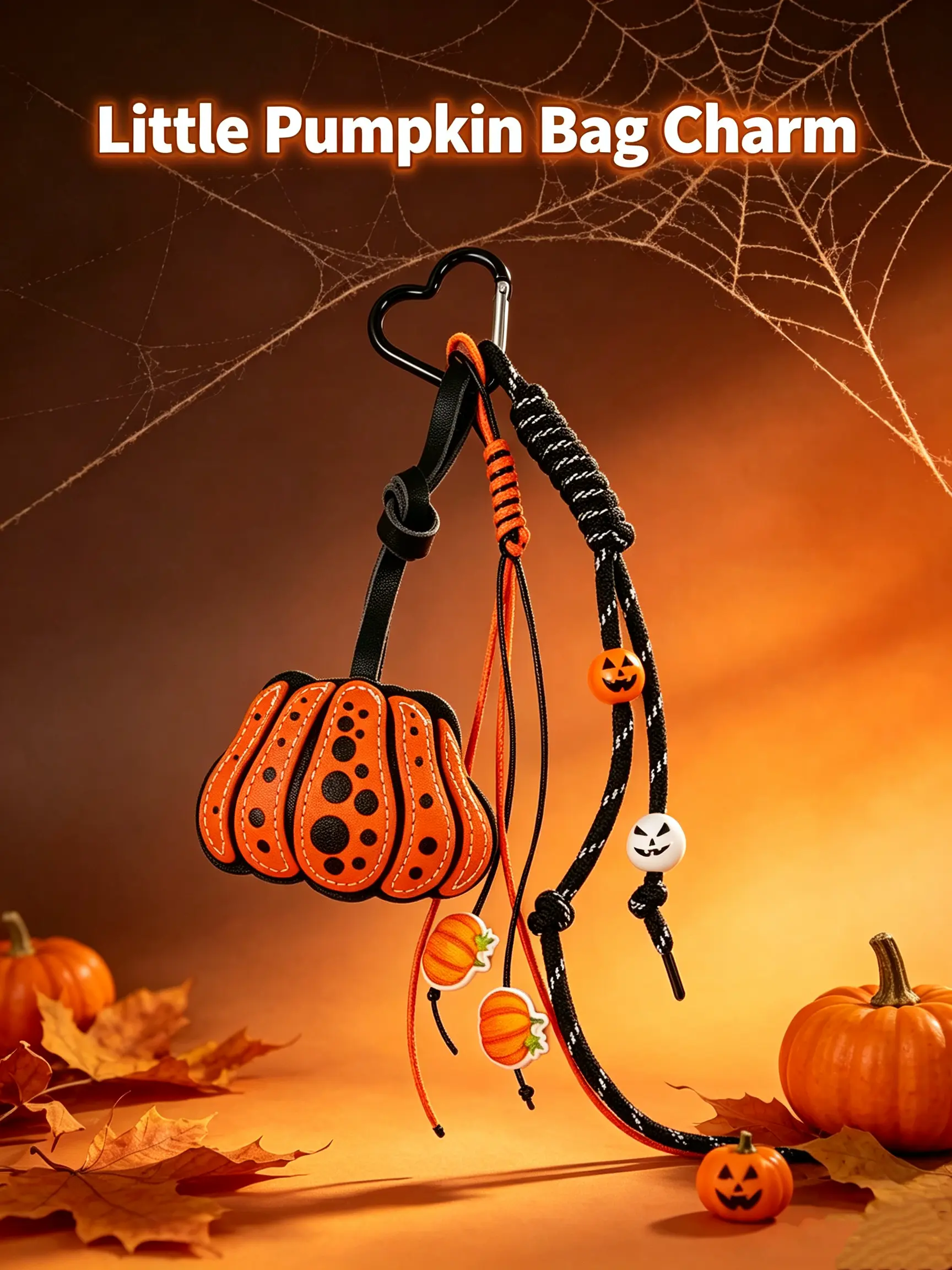 Halloween Creative Leather Double-Sided Pumpkin Bag Charm, Cute Keychain Pendant for Holiday & Party Decor