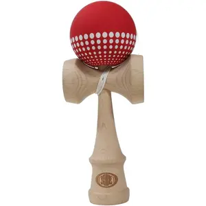 Pro Model Kendama – The Traditional Japanese Toss and Catch Skill Game with Rubberized Paint for Easier Skill Building Play (Red)