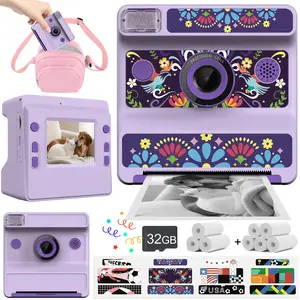 Kids Instant Printing Camera, Portable Camera, 1080P HD Dual-Lens Photography, Two options: Single machine+32GB Card+5 Printer Paper sets & Upgrade Package, For Christmas, Birthday, New Year