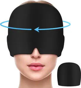Migraine Relief Cap, All Around Gel Covered Reusable Headache Relief Cap, Black Migraine Cap for Headache Relief, Puffy Eyes Mask