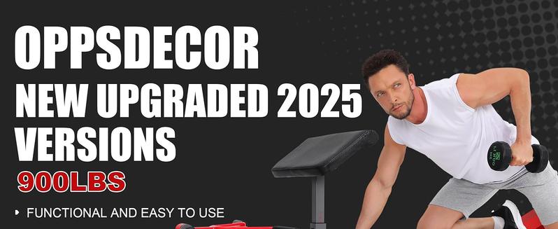 【TikTokShopBlackFriday】OPPSDECOR Olympic 900LBS Adjustable Weight Bench Press with Leg Extension & Preacher Curl Pad for Home Gym Workout Equipment 【TikTokShopBlackFriday】OPPSDECOR Olympic 900LBS Adjustable Weight Bench Press with Leg Extension & Preacher Curl Pad for Home Gym Workout Equipment