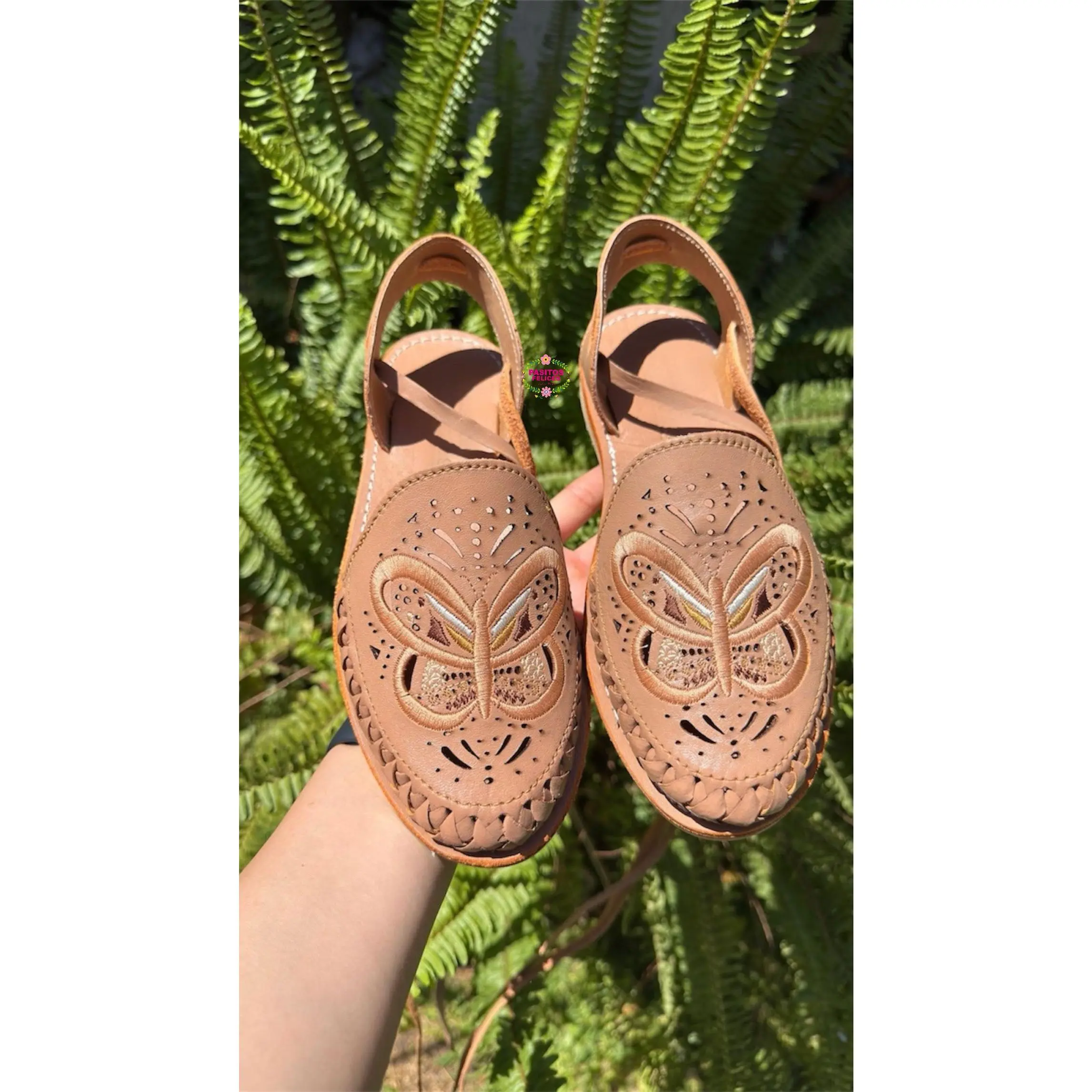 Mariposa Dorada- Golden Butterfly Embroidered Lace Up Huaraches