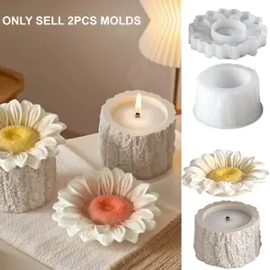 Sunflower Candle Jar Silicone Molds, DIY Gypsum Candle Holder, Reusable Storage Box, Handmade Craft Supplies, Home Decor, Holiday Gift, Versatile Uses