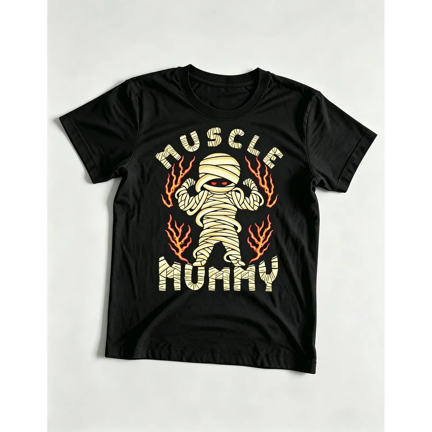 Mens Cotton T Shirt Mummy Cartoon Halloween Graphic Tee Casual Vintage Style Soft Breathable Streetwear Novelty Party Top