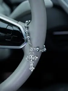 Car interior  Cross Pendant Beaded Keychain, Decorative Car Accessory, Stylish Cross Design, Perfect for Vehicle Decoration, Car Decor Gift