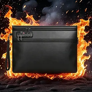 6400℉ Fireproof Briefcase with Lock, Double Zipper Compartment for Cash, 12-Layer Insulated Fire Bag, Protect Important Papers and Valuables