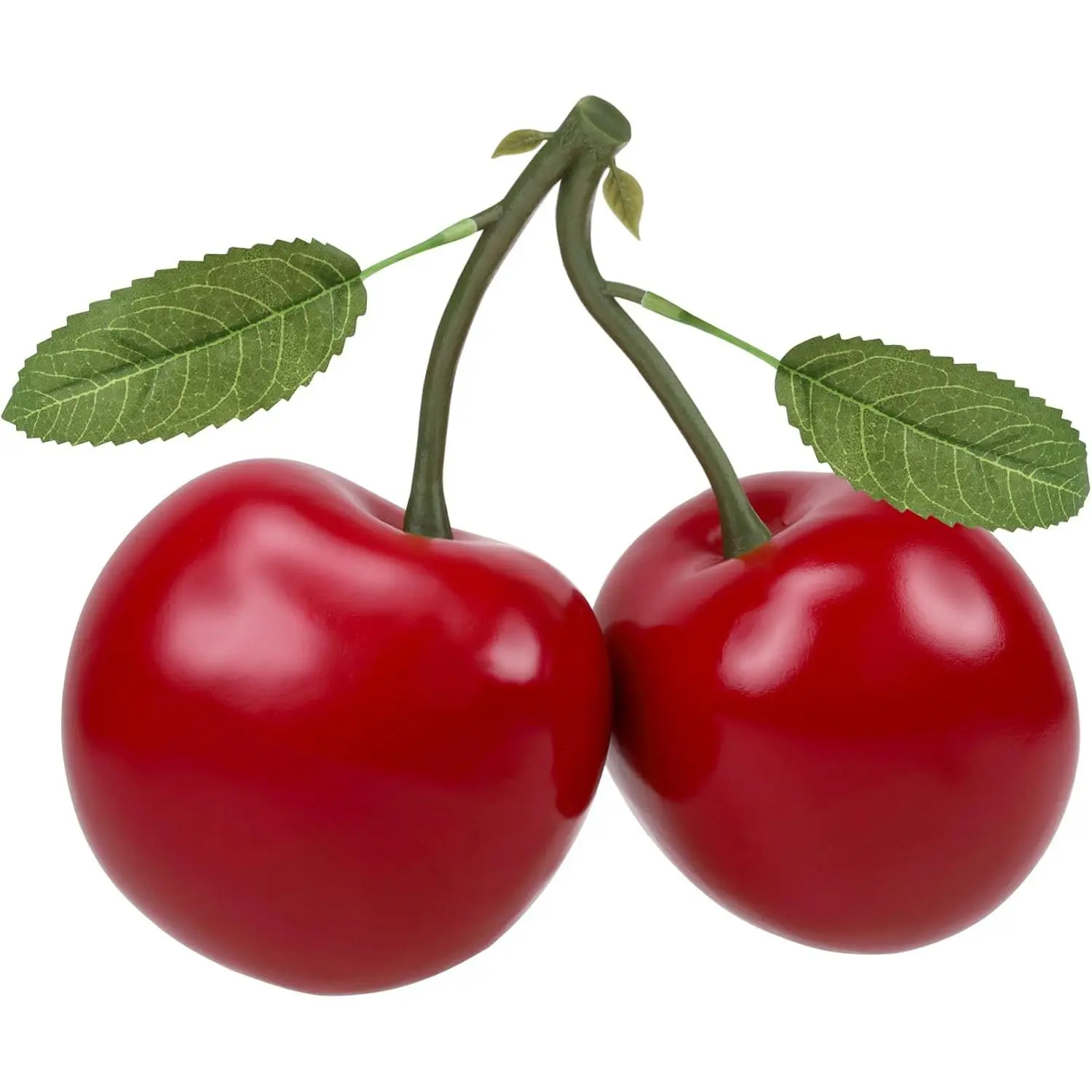 Woration Oversize Red Artificial Large Cherry Fake Fruit Decoration Simulation Big Cherry Bunch Ornament for Home Kitchen Party Table Photography Prop