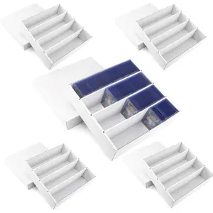 5-Pack Toploader Trading Card Storage Box, 4 Row 3200 Count White Cardboard Storage Box for Basketball/MTG/TCG/Sports/Game Cards Organizer and Collection